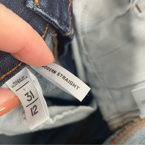 Loft Modern Straight Tall Pocket Fringe Ankle Mid Rise Medium Wash Stretch Jeans - Picture 7 of 12